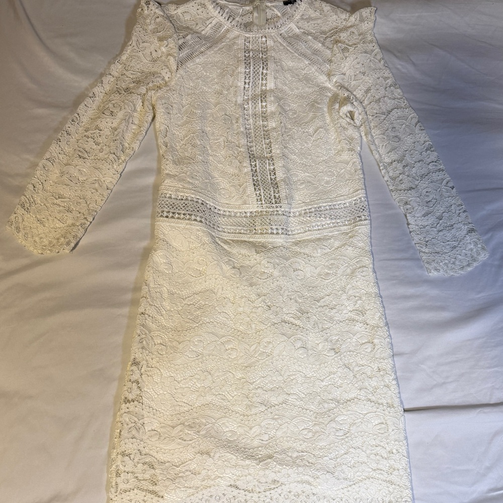 Cream Sheath Dress with Tiered Bishop Sleeves